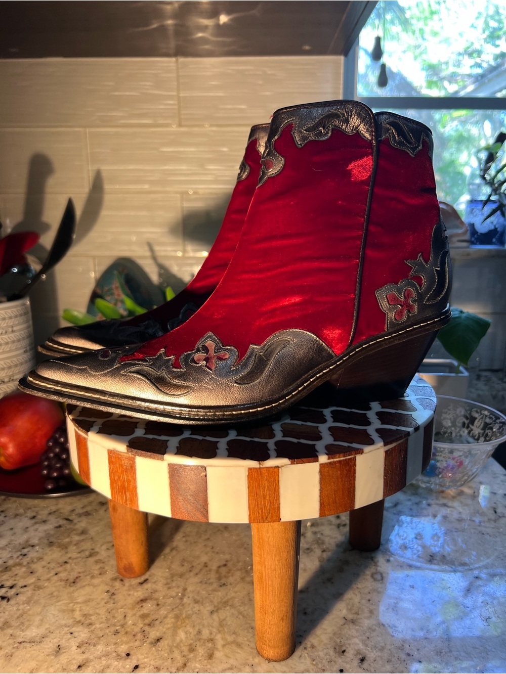 Donald J. Pliner Red Velvet Western Couture Ankle Boots NEW Price firm - Picture 3 of 16